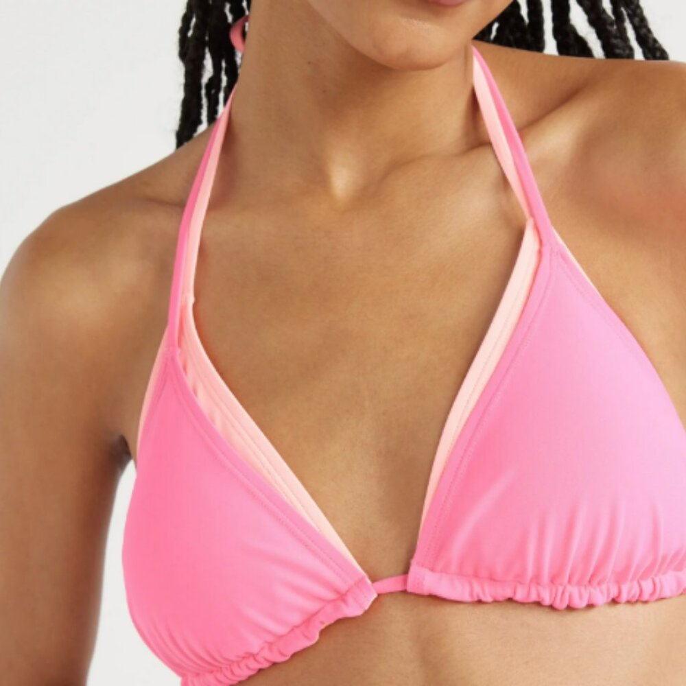 No Boundaries Juniors’ Double Triangle Bikini Top Hot Pink size Large 11-13